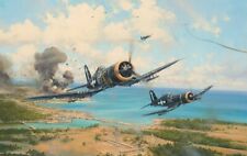 Okinawa by Robert Taylor Aviation Art Print signed by TEN Pacific Corsair Pilots picture
