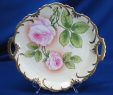 ROYAL MUNICH HAND-PAINTED ARTIST SIGNED PINK ROSES HANDLED  11.5