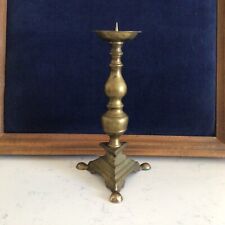Vintage Solid Brass Candlestick Candle Holder MCM Handmade Tripod Base picture