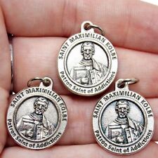 Patron Saint Maximilian Kolbe Silver Tone Pendant Medals Rosary Parts 1 In picture