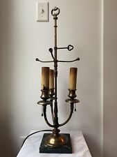 Pairpoint Lamp Base D3090 Candlestick Pull Chain 27”H Marble Brass AS IS - READ picture