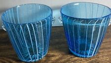 Vintage Set Of 2 Murano Venini by Disaronno Aqua Art Glass Ice Bucket W/Stripes picture