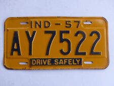 1957 Marion County Indiana Passenger Car License Plate # AY 7522  