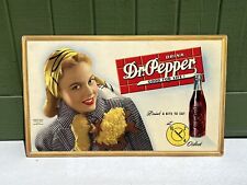 Vtg 1940's Dr. Pepper Madelon Mason Litho Cardboard Sign 25