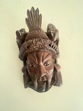 Chinese Wooden Mask | Detailed Hand Carved Hardwood | Ceremonial Collectible picture