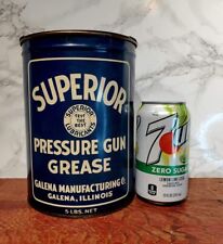 Vintage 1930s/1940s Superior 5# Pressure Gun Grease Tin. Galena Mfg, Illinois  picture