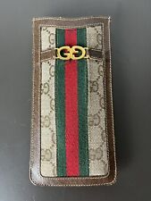Auth Vintage GUCCI Old Gucci Sherry Line Glasses Case Pouch Canvas / Leather picture