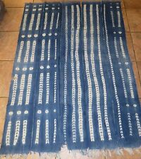 Vintage Dogon, Mali Indigo Stitch Dyed Fabric/Hand Woven Cotton Strips/42”x58