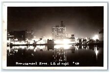 1948 View Of Amusement Zone LB At Night Long Beach CA RPPC Photo Posted Postcard picture