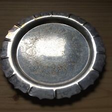 Vintage Early American Round Silver Plate Serving Tray Scalloped Edge Engraved picture