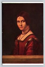 Leonard De Vinci Presumed Portrait Of Lucrezia Crivelli Print VINTAGE Postcard picture