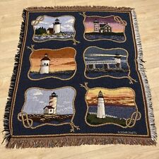 Vintage Crown Crafts Throw Blanket Lighthouses Home Decor Multicolored 54x45 picture