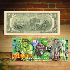 THE INCREDIBLE HULK Bruce Banner $2 US Bill Pop Art HAND-SIGNED by Rency picture