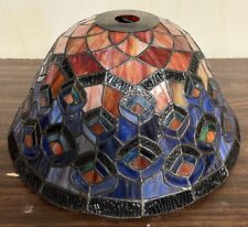 Vintage 15.75” diameter Dale Tiffany  stained glass lamp shade ~SIGNED ~ 7