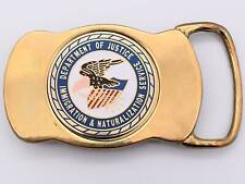 US DOJ Immigration Patrol Officer Solid Brass 70s Vintage Belt Buckle ~ Obsolete picture