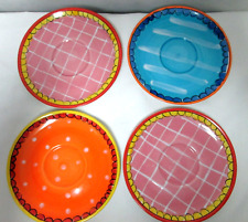 Blond Amsterdam Set 4 multi color Large Saucer Lunch Appetizer Plates RARE picture