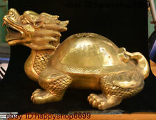 19 China Brass Fengshui longevity Dragon Tortoise Turtle God Beast Wealth Statue picture