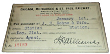 1900 MILWAUKEE ROAD MILW EMPLOYEE PASS #18183 picture