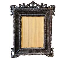 Old Distressed Wood Hand Carved Window Wall Hanging Mirror Frame Tibetan Nepal picture