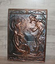 Vintage copper wall hanging plaque The Tale of the Fisherman and the fish picture