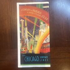 Chicago Worlds Fair A Century of Progress 1934 Chicago Surface Line Fold Out Map picture