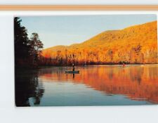 Postcard Autumn Scene Fishing on Lake Equinox Manchester Vermont USA picture