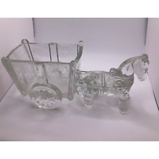 Vintage Pressed Glass Candy Dish - Horse Pulling Wagon Design - A Charming Piece picture