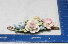 RARE Antique Pink & Yellow Blue Roses Flowers Branch Floral Capodimonte Style 7” picture