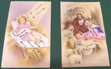(2) Antique Vintage BABY JESUS Tarjeta Postal Embroidered Postcards Madrid Spain picture