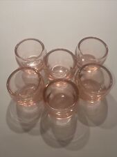 6 Vintage GLOWING Pink Manganese Glass Depression Shot Glasses Weighted Bottoms picture