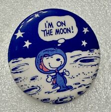 Vintage 1969 Simple Simon Peanuts Snoopy Pinback Button Pin I’m On The Moon picture