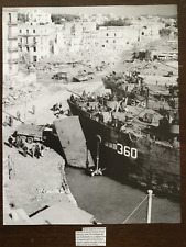 1944 FEB WWII ALLIED SHIPPING UNLOADING SUPPLIES IN ANZIO HARBOUR (Reproduction) picture