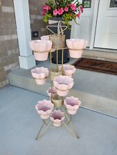 🌸Rare Imperial PINK Mid-Century Modern (ALL 10 POTS) PLANTER Great Condition picture