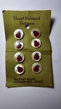 Vintage LADYBUG Buttons on card Hand Painted Mother of Pearl Studio NC 8 pcs picture