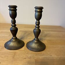 Two Solid Brass Candlestick Holders Vintage Made In India picture