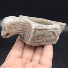 Ancinet Detailed Craving Islamic Period Antique Bird Soft Stone Oil Lamp picture
