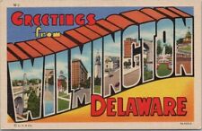 WILMINGTON, Delaware Large Letter Postcard Multi-View / Curteich Linen c1937 picture