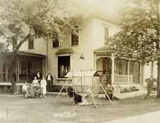 Rare 1926 RPPC Wauconda Illinois IL Jenk's Hotel Brooks Photo People Swing picture