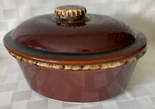 Vintage HULL POTTERY Oval Covered Casserole Dish BROWN DRIP House Garden Mirror picture