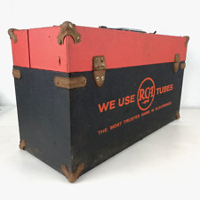 WE USE RCA TUBES TOOL SERVICE CASE BOX Black Red TV Radio Repairman Empty VTG picture