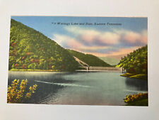 Watauga Lake & Dam Eastern Tennessee Colorful VINTAGE Linen Postcard picture