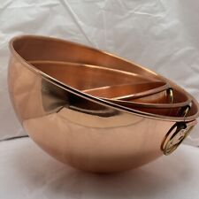 Set 3 ODI Copper Beating Bowls Brass Ring Handles Portugal Stored + Unused MINT picture