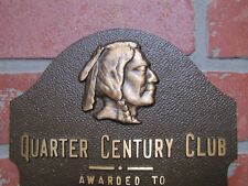 1970s CARLISLE TIRE & RUBBER Brass Service Award Plaque Sign Quarter Century picture