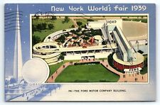1939 NEW YORK WORLD'S FAIR THE FORD MOTOR COMPANY BUILDING LINEN POSTCARD P1824 picture