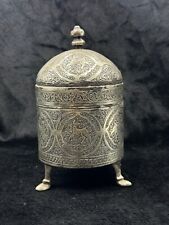 Antique Beautiful Art Rare White Metal Handmade Old Box From Afghanistan picture