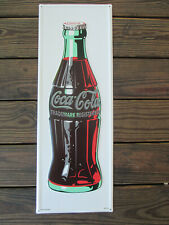 Coca-Cola Steel Retro Advertising Sign White with Contour Bottle  picture