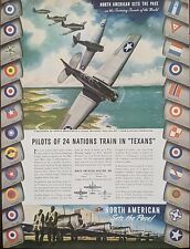 1943 WW2 B-25 Mitchell & P-51 Mustang, Top 24 Pilots Train In Texas Print Ad  picture
