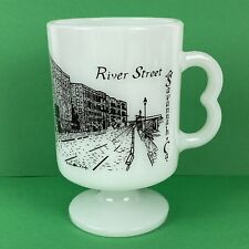 Vintage River Street Savannah Georgia Footed Milk Glass Mug picture