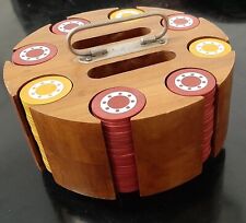 Antique Red and Yellow Dotted Wheel Poker Set in hardwood Carousel picture