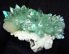 Green Apophyllite Crystals w/ Silbite On Matrix Minerals Specimen picture